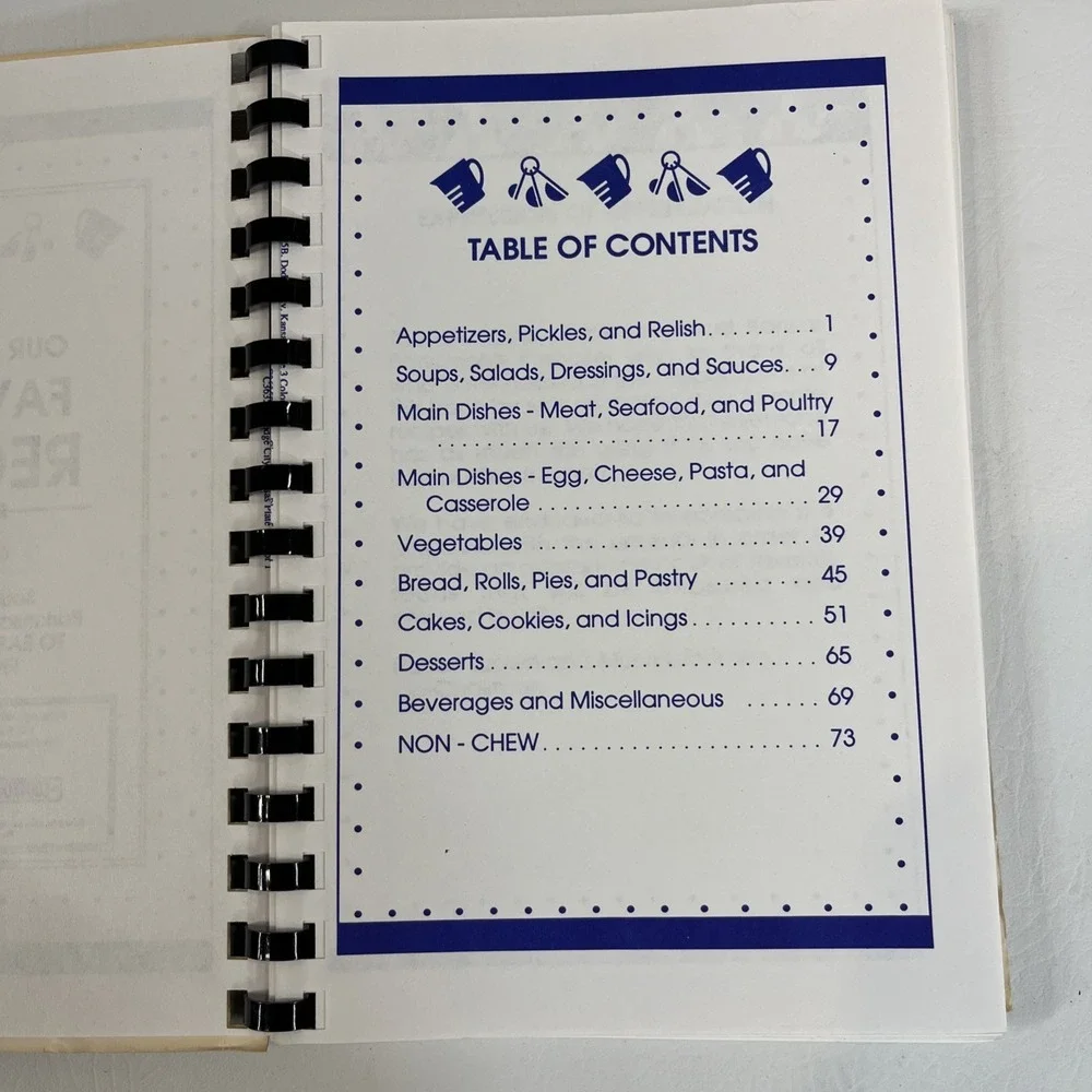 VTG Book Of Favorite Recipes/Southwest Kansas Parkinson Chapter Of APDA 1990's